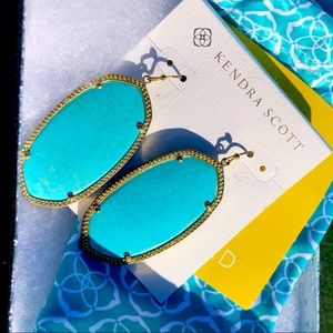 Kendra Scott Earrings Large Turquoise Gold